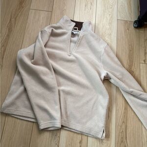 Dakini Cream Quarter-Zip Cowl Fleece Pullover